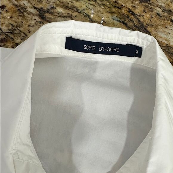 Sofie D'Hoore White Wide Shoulders Side Slits Blouse Top Size XS - Picture 5 of 7